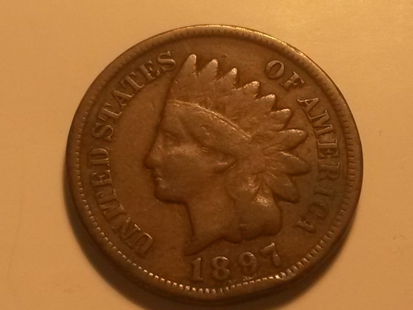 1897-Indian-Head-Cent-Heavily-Worn,-Trying-To-Grade