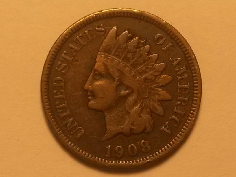 1908-Indian-Head-Cent,-Trying-To-Grade