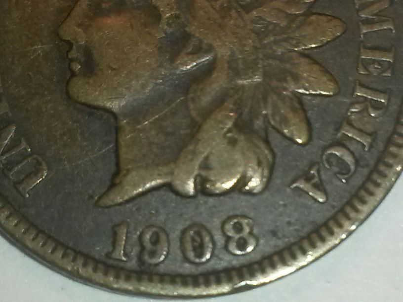 1908-Indian-Head-Cent,-Trying-To-Grade