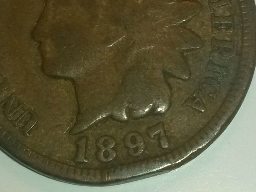 1897-Indian-Head-Cent-Heavily-Worn,-Trying-To-Grade
