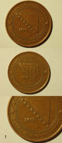 Coin-Error,-Bosnia-50-Fening,-Austria,--Krajczar