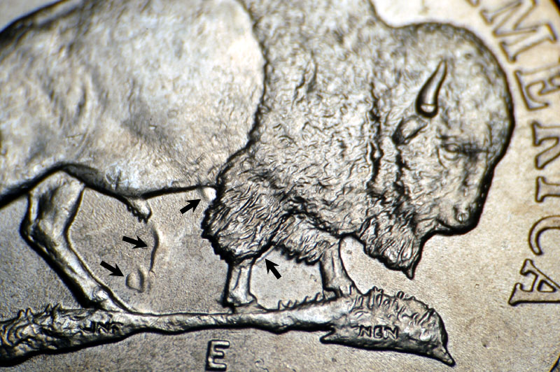 2005-P-Bison-5c-W/Strong-Obv/Rev-Clashed-Dies