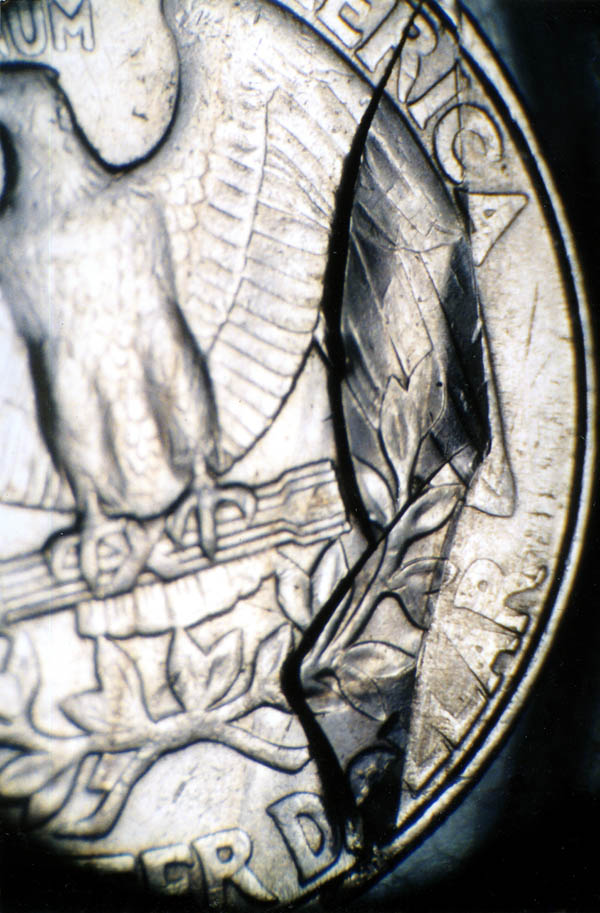 1995-P-Washington-Quarter-Folded-Over-And-Struck-Lamination
