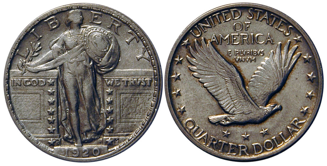 1920-S-Standing-Liberty-Quarter-Clashed-Dies-Obv/Rev