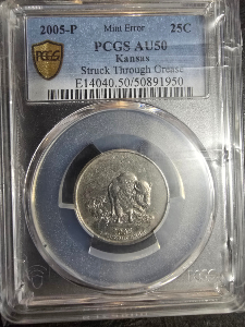 2005-P-Kansas-25c/Struck-Through-Grease-No-Kansas-Or-1861-Struck
