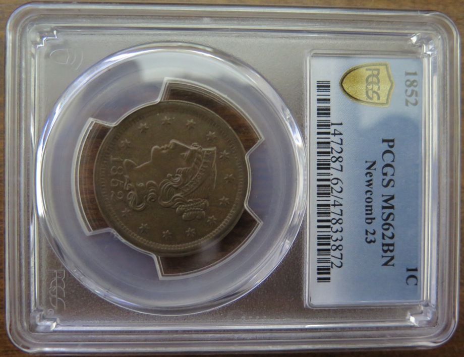 1852-Braided-Hair-Cent-N-23,-PCGS-MS-62BN