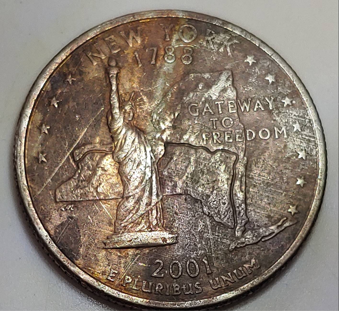 Damaged-2001-New-York-State-Quarter-Or-Missing-Parts-Of-Clad