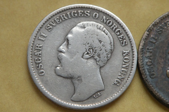 Grading-Two-Same-Year-1876-Sweden-2-Kronor-Rare-Silver-Coins