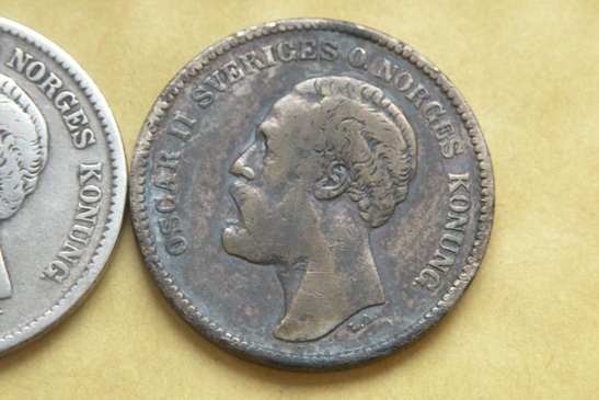 Grading-Two-Same-Year-1876-Sweden-2-Kronor-Rare-Silver-Coins