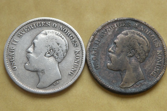 Grading-Two-Same-Year-1876-Sweden-2-Kronor-Rare-Silver-Coins