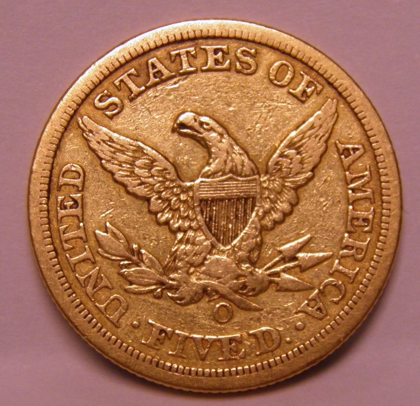 1857-'O'-Gold-Half-Eagle
