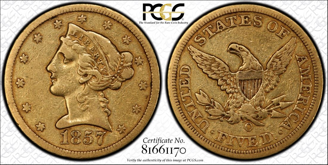 1857-'O'-Gold-Half-Eagle