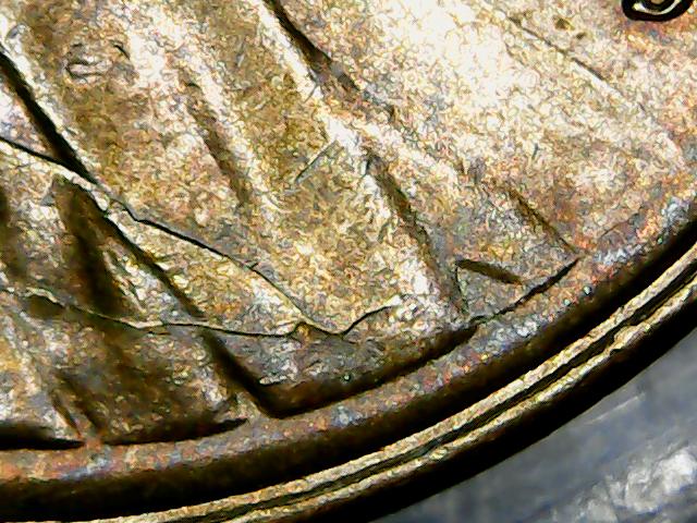 1955-S-LWC-Die-Crack,-Split-Rim-And-Off-Center