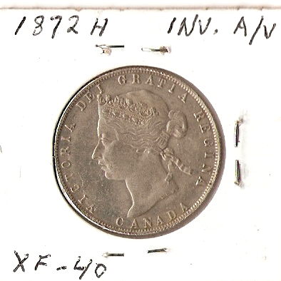 1872---25c-A/V,-Or-Bar-V-In-Victoria