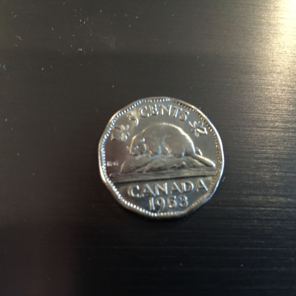 1953-Nickel-Nice-And-Bright,-Near-Mple-Leaf?