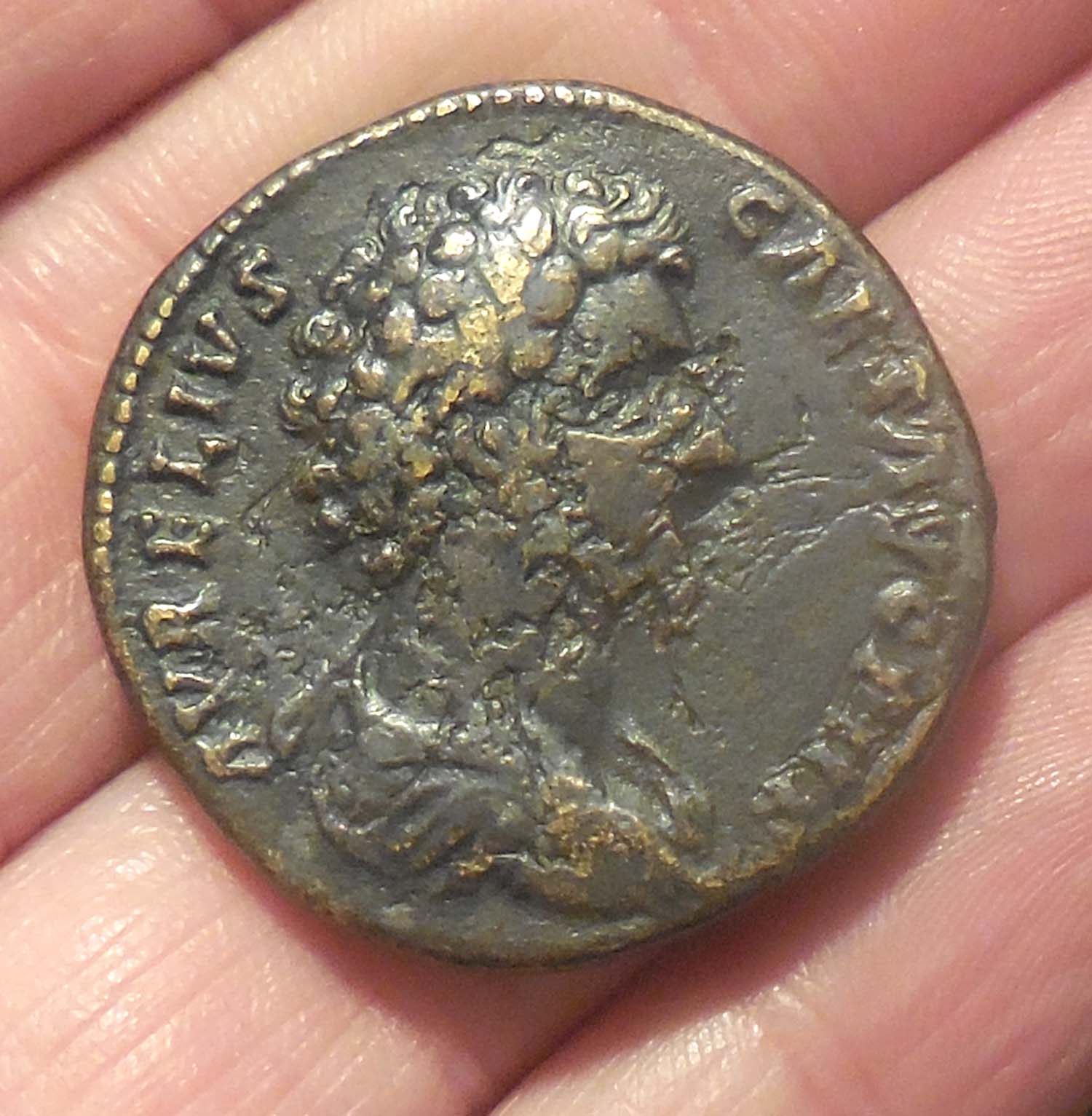 Marcus-Aurelius-Sestertius:--Pitted-Obverse-But-Amazing-Reverse: