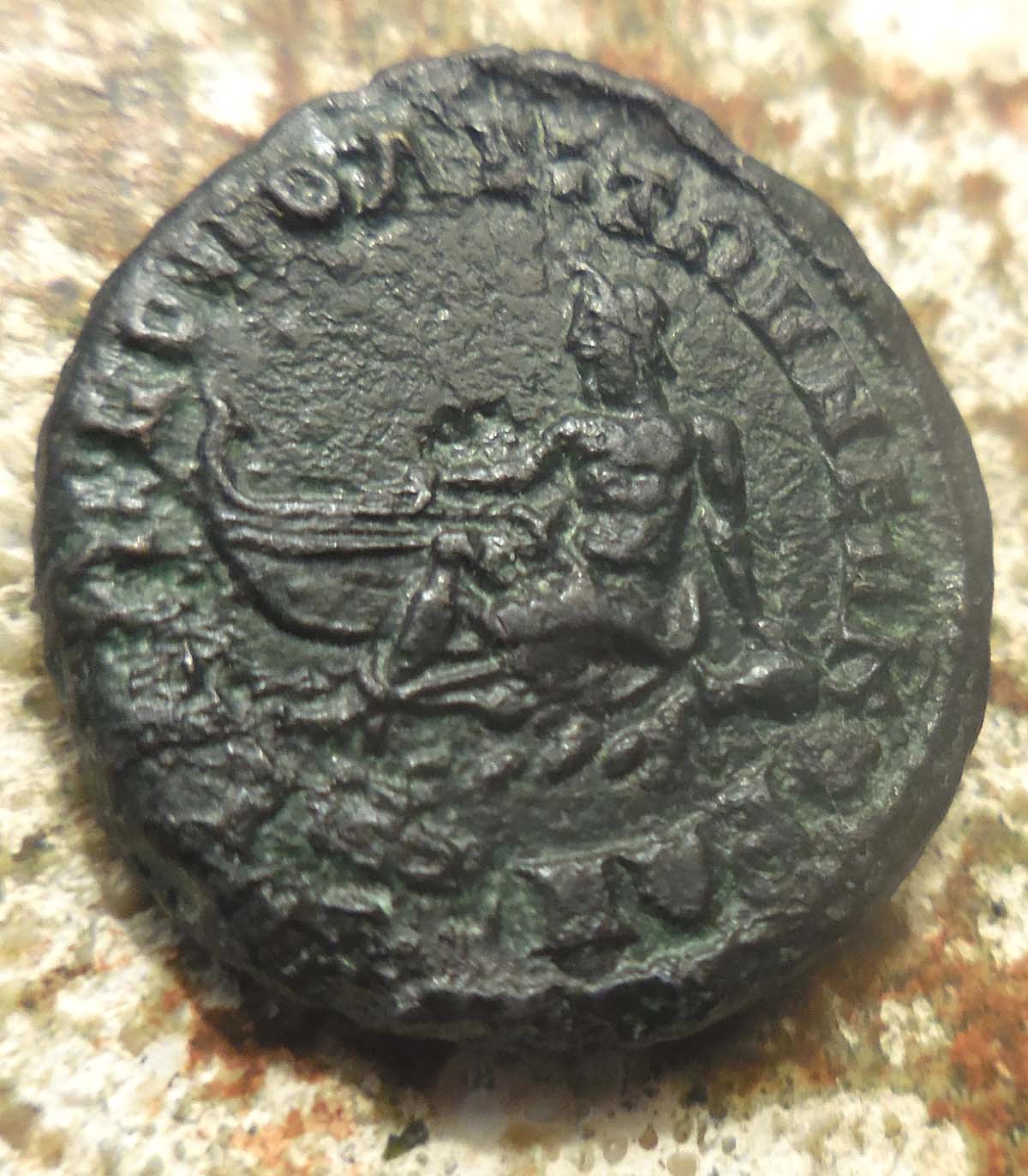 Rare-Philippopolis.-Elagabalus.-Rivergod-Touching-Galley:-Neat-Image