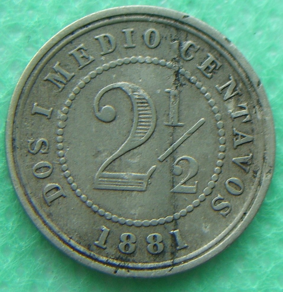Colombian-2-1/2-Cents-1881-:-Die-Crack--,-Die-Break-,-Lamination-Error,-PMD?