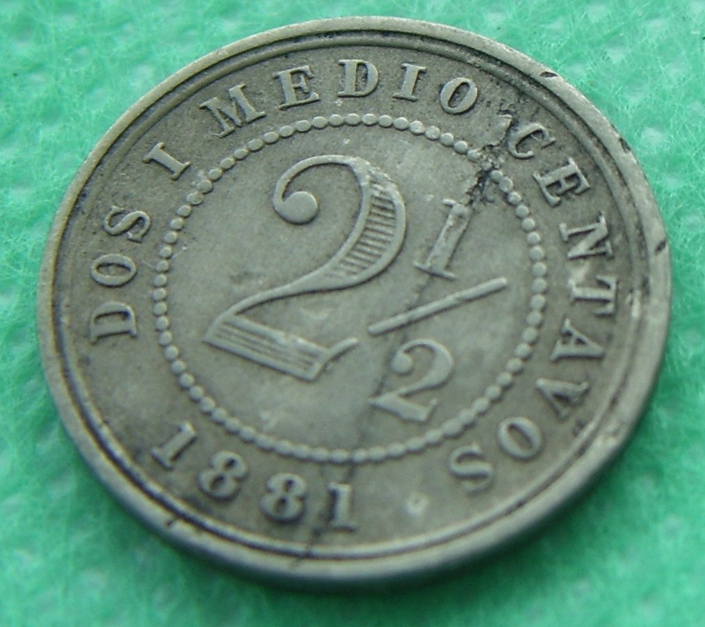 Colombian-2-1/2-Cents-1881-:-Die-Crack--,-Die-Break-,-Lamination-Error,-PMD?