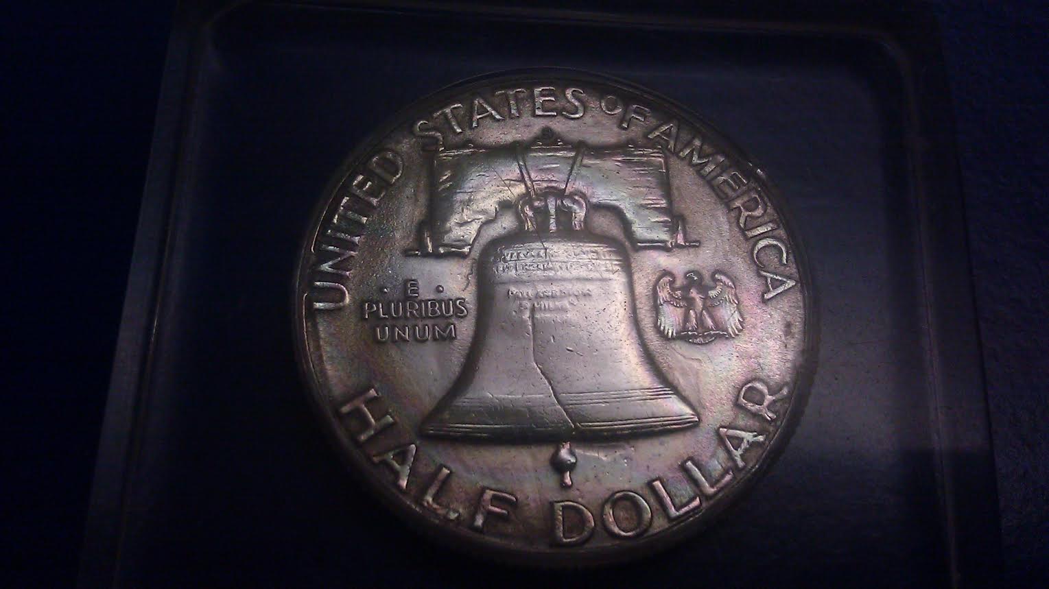 1951-Ben-Franklin-Half-Dollar-Rainbow-Toned-Value?