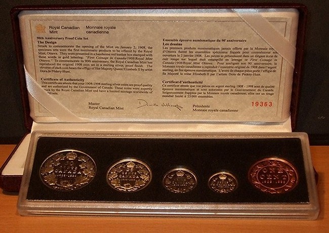Canada-RCM--1908-1998-Antique-Finish-90th-Anniversary-Set