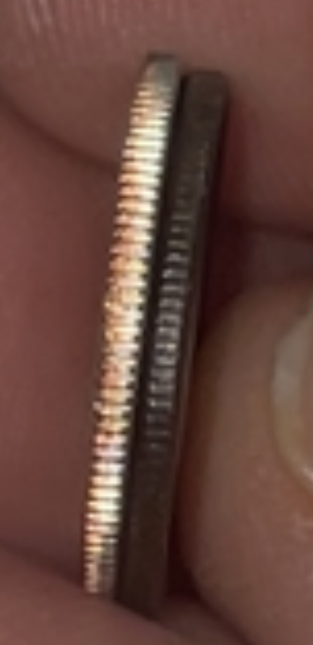 Gold-Toned-Quarter,-Black-Roosevelt-Dime-1995-Lincoln-Cent.