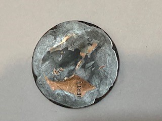 Please-Identify-20?-Lincoln-Planchlet-Error-Silver-On-Head-Side-And-Shield-Error