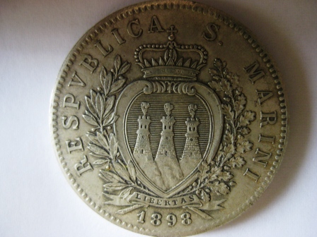 5-Lires-San-Marine-1848.-Value-Please?