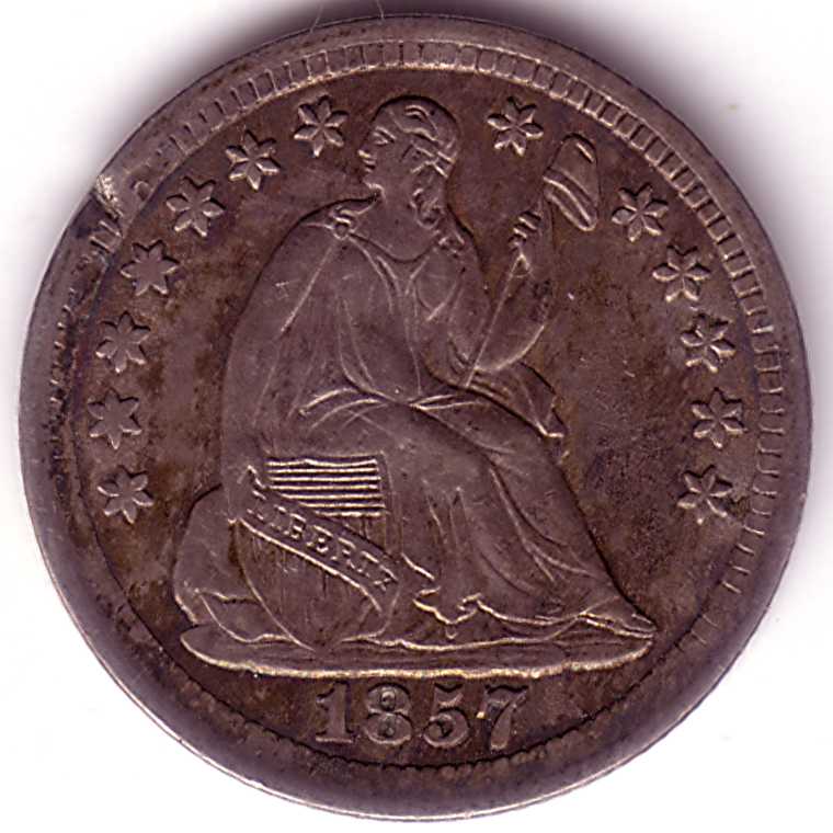 Two-1857-Half-Dimes