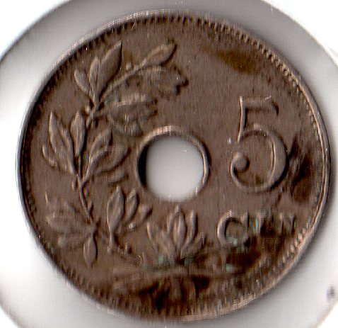 1927-Belgium-5-Centimes:grade-ID-&-KM-66-Or-67-ID