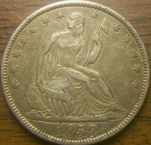 1858-O-Variety-1-Resumed-Seated-Liberty-Half---Grade-Etc.