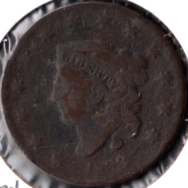 1833-Coronet-Large-Cent-W/-Rotated-Die-Grade-Request