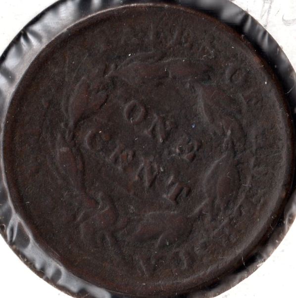 1833-Coronet-Large-Cent-W/-Rotated-Die-Grade-Request
