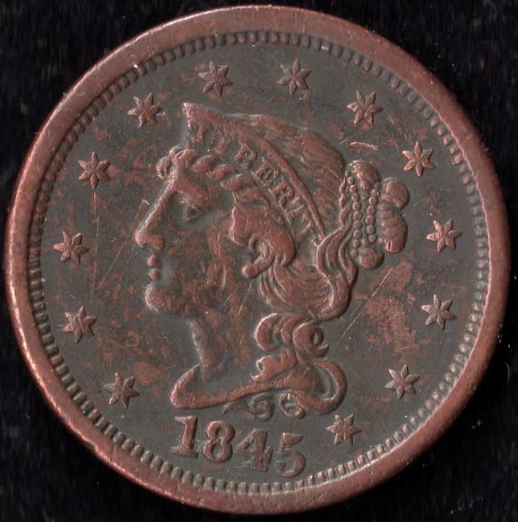 1845-Braided-Hair-Large-Cent:-Grade-Needed