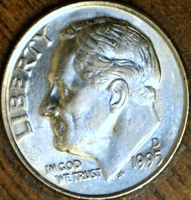 1995-D-Roosevelt-Dime-Scrathes-Perfectly-Outline-Rear-Head