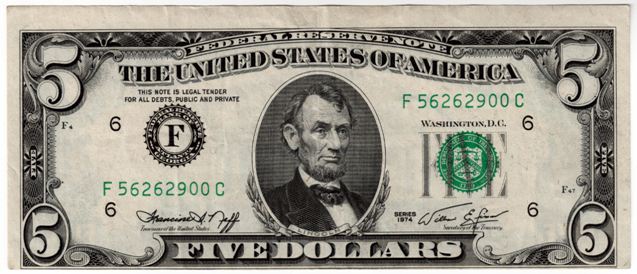 1974-Off-Center-Printed-$5-Bill