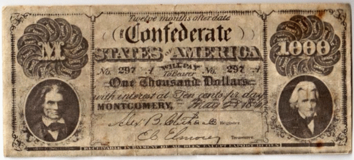 $-1000-Confederate-Bill---Grade-&-Authenticty-Ck.