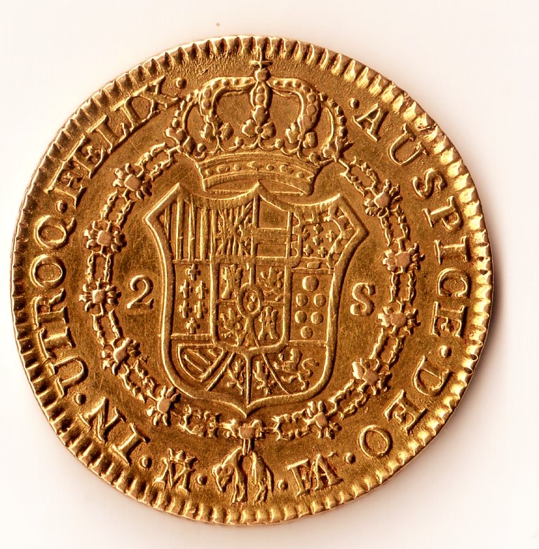 1801-M-FA-Spain-Gold-2-Escoudos---Repunched-Letter,-DDR-Or-?
