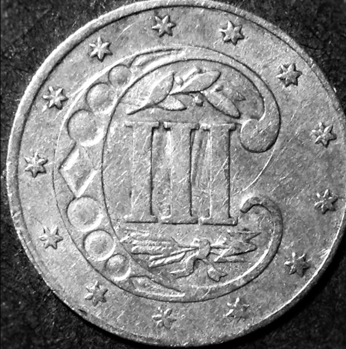 1855---3-Cent-Silver-Piece,-Type-2---Grade