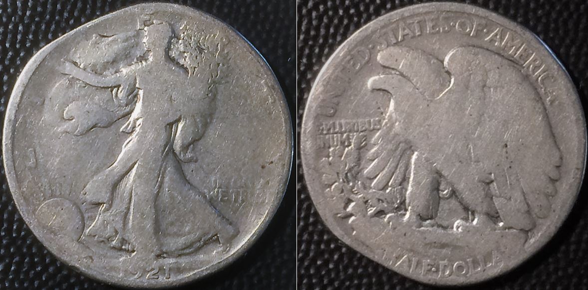 1921-Walking-Lib.-50c---Justify-PCGS-Variety-Ck-From-Xtra-Value-'Clip'