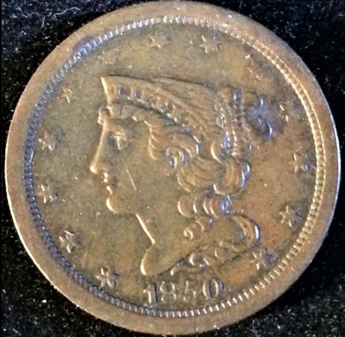 1850-Coronet-Head-1/2-Cent---Grade