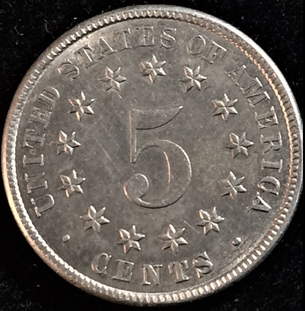 1883-Shield-5c---Grade-With-3-OBV-Breaks-&-Recut-Motto