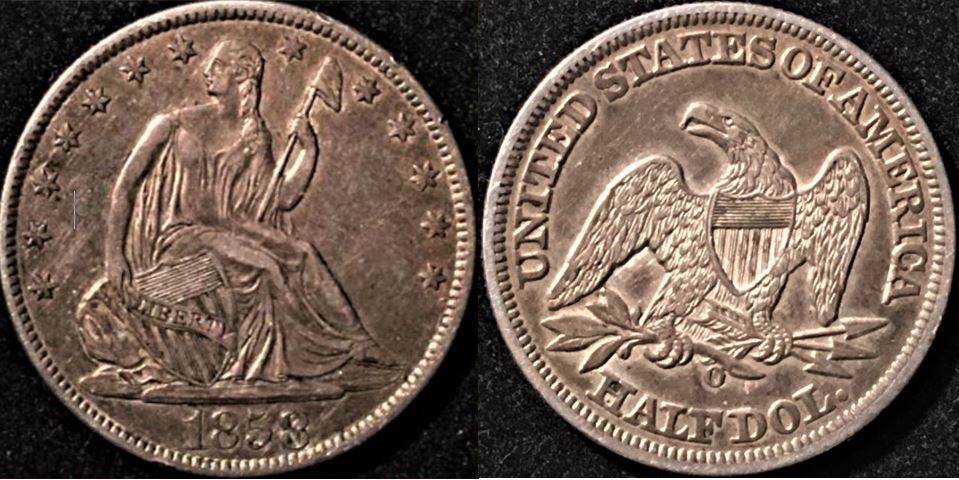 1858-O-50c-Seated-Liberty-For-Grade