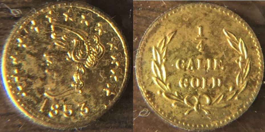 1853-1/4-G-Calif-Gold,-Real-Or-Not-&-Grade