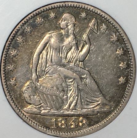 1848-Seated-Liberty-50-Cent-ANACS-EF-45-Possible-RPD
