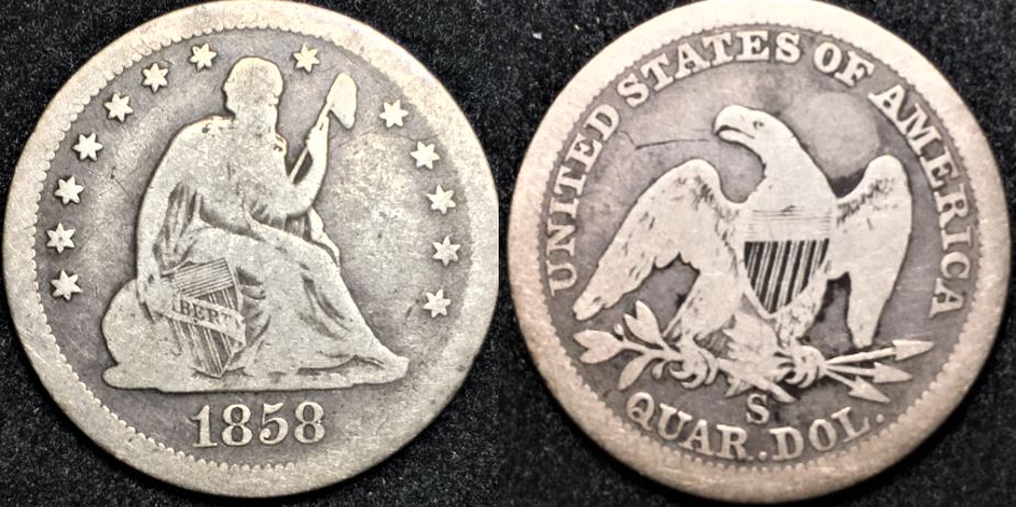 1858-S-Seated-Liberty-25c---Grade--And-Gs-Pricing-Clarification-Needed