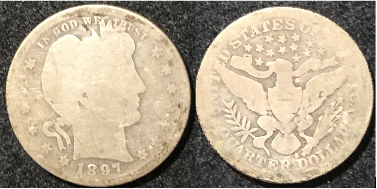 Barber-1897-S-25c,-Worn-S-Or-Some-Other-Combination-Of-Mint-Marks?