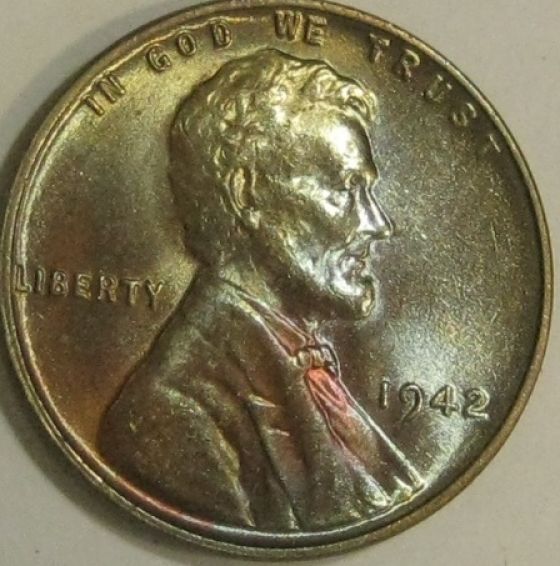 Please-Help-Grade-My-Toned-1942-Lincoln-Penny-Some-Rainbow