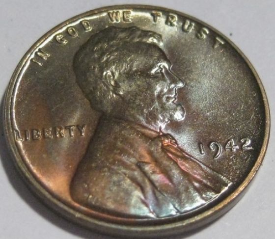Please-Help-Grade-My-Toned-1942-Lincoln-Penny-Some-Rainbow