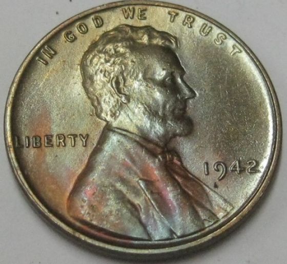 Please-Help-Grade-My-Toned-1942-Lincoln-Penny-Some-Rainbow
